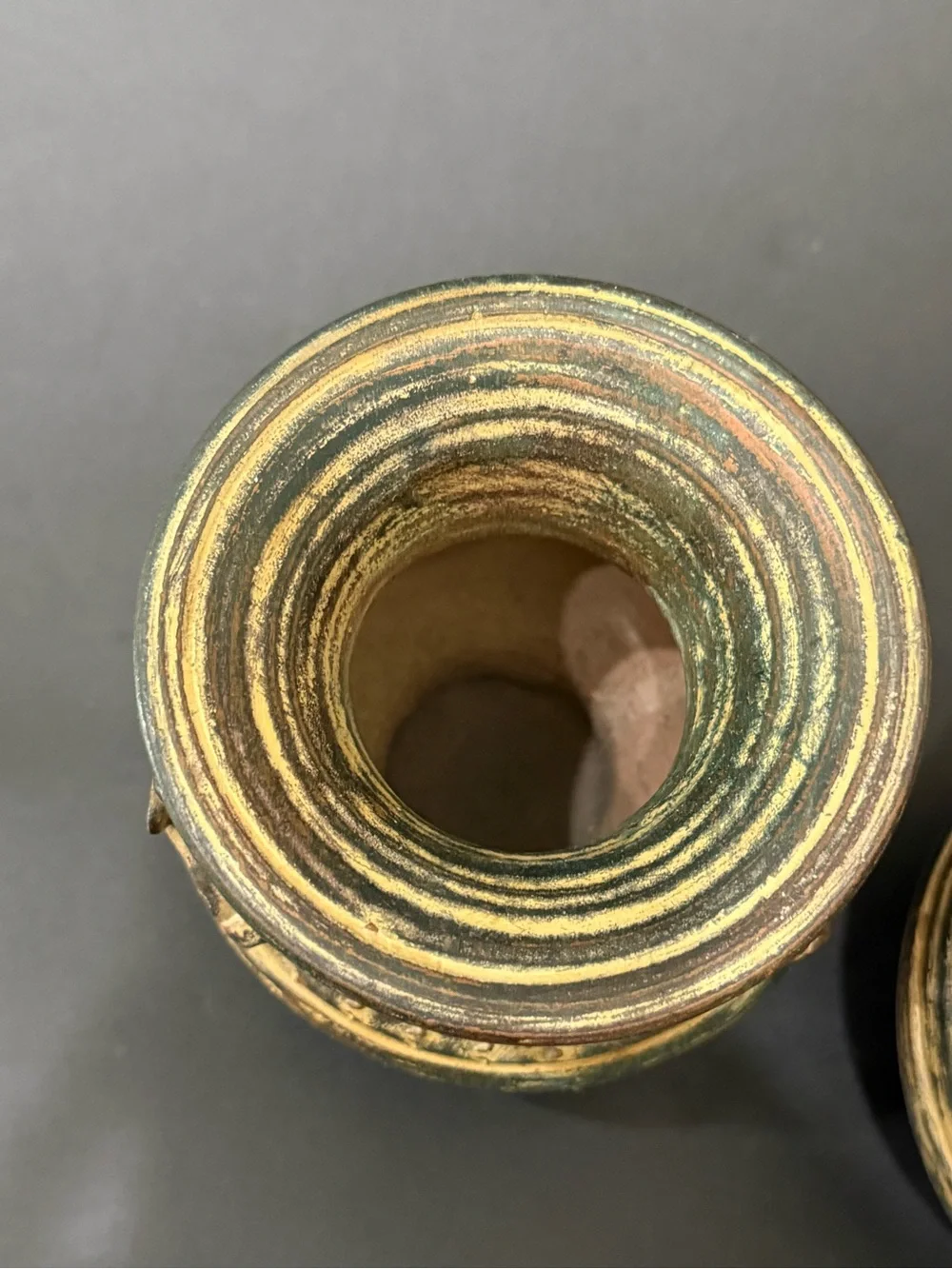 Pair of Vintage Asian Pottery Elephant Details 4.25” Vase